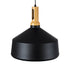 GloboStar® CALYPSO 01334-B Μοντέρνο Κρεμαστό Φωτιστικό Οροφής Μονόφωτο 1 x E27 Μαύρο - Χρυσό Μεταλλικό με Ξύλινη Βάση Καμπάνα Φ36 x Υ35cm - ledmania.gr