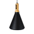 GloboStar® CALYPSO 01334-C Μοντέρνο Κρεμαστό Φωτιστικό Οροφής Μονόφωτο 1 x E27 Μαύρο - Χρυσό Μεταλλικό με Ξύλινη Βάση Καμπάνα Φ25 x Υ40cm - ledmania.gr