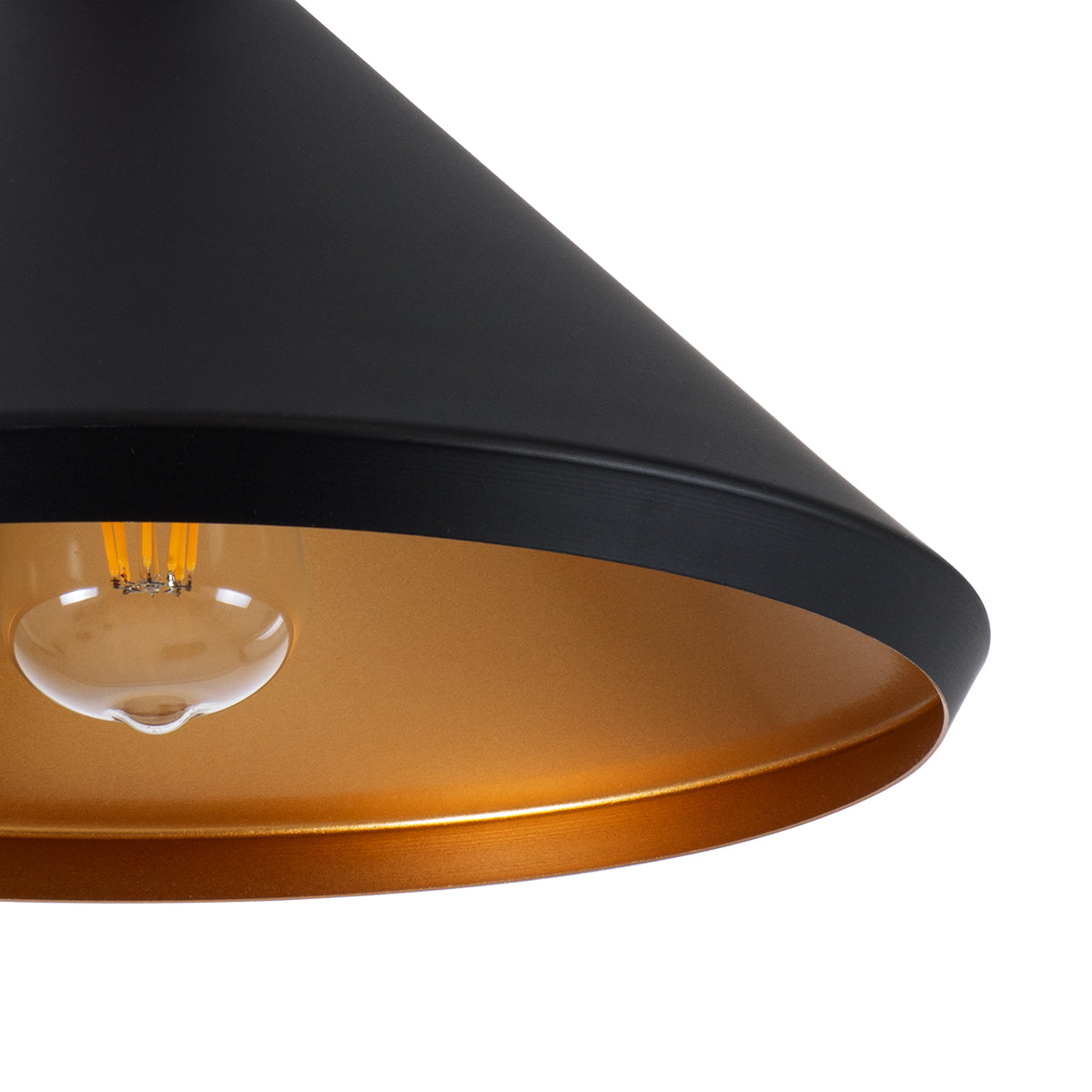 GloboStar® CALYPSO 01334 SET 3 Μοντέρνα Κρεμαστά Φωτιστικά Οροφής Τρίφωτο 3 x E27 Μαύρο - Χρυσό Μεταλλικά με Ξύλινη Βάση Καμπάνα - ledmania.gr