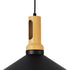 GloboStar® CALYPSO 01334-A Μοντέρνο Κρεμαστό Φωτιστικό Οροφής Μονόφωτο 1 x E27 Μαύρο - Χρυσό Μεταλλικό με Ξύλινη Βάση Καμπάνα Φ36 x Υ30cm - ledmania.gr