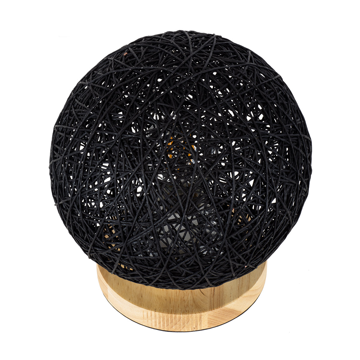 GLOBOSTAR® OCEANA 01338 Boho Επιτραπέζιο Φωτιστικό Πορτατίφ με Ντουί 1 x E27 AC 220-240V IP20 - Μαύρο & Μπεζ - M20 x Π20 x Υ22cm