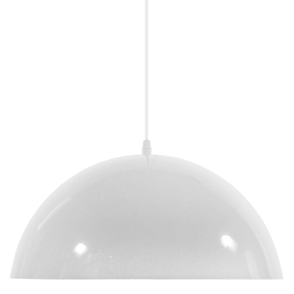 GloboStar® LUNE 01339 Μοντέρνο Κρεμαστό Φωτιστικό Οροφής Μονόφωτο Λευκό Χρυσό Μεταλλικό Καμπάνα Φ40 x Υ20cm - ledmania.gr