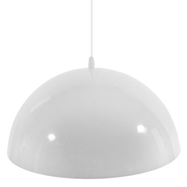 GloboStar® LUNE 01339 Μοντέρνο Κρεμαστό Φωτιστικό Οροφής Μονόφωτο Λευκό Χρυσό Μεταλλικό Καμπάνα Φ40 x Υ20cm - ledmania.gr