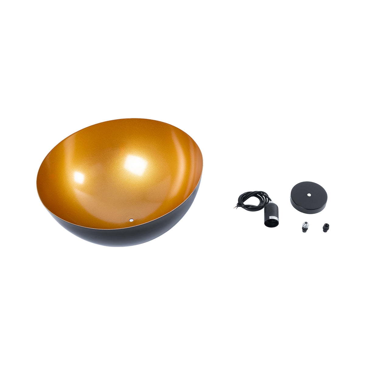 GloboStar® LUNE 01341 Μοντέρνο Κρεμαστό Φωτιστικό Καμπάνα Μονόφωτο 1 x E27 IP20 Μαύρο & Χρυσό Μέταλλο - Μ40 x Π40 x Υ20cm - ledmania.gr
