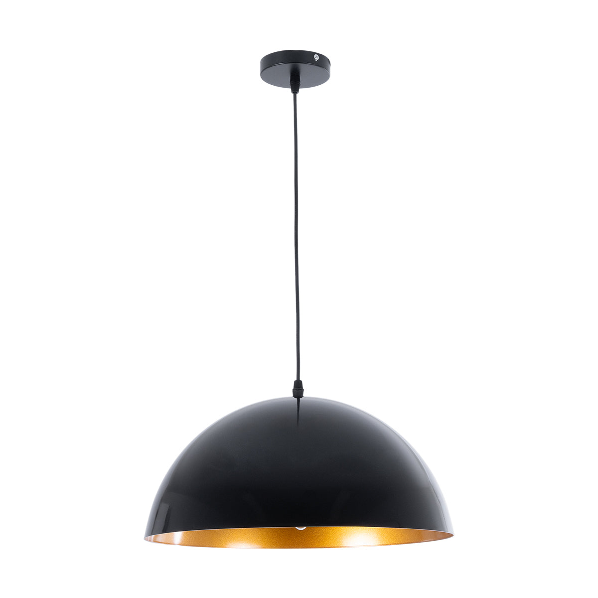 GloboStar® LUNE 01341 Μοντέρνο Κρεμαστό Φωτιστικό Καμπάνα Μονόφωτο 1 x E27 IP20 Μαύρο & Χρυσό Μέταλλο - Μ40 x Π40 x Υ20cm - ledmania.gr