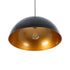 GloboStar® LUNE 01341 Μοντέρνο Κρεμαστό Φωτιστικό Καμπάνα Μονόφωτο 1 x E27 IP20 Μαύρο & Χρυσό Μέταλλο - Μ40 x Π40 x Υ20cm - ledmania.gr