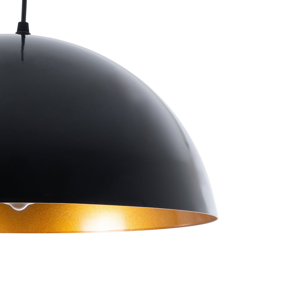 GloboStar® LUNE 01341 Μοντέρνο Κρεμαστό Φωτιστικό Καμπάνα Μονόφωτο 1 x E27 IP20 Μαύρο & Χρυσό Μέταλλο - Μ40 x Π40 x Υ20cm - ledmania.gr