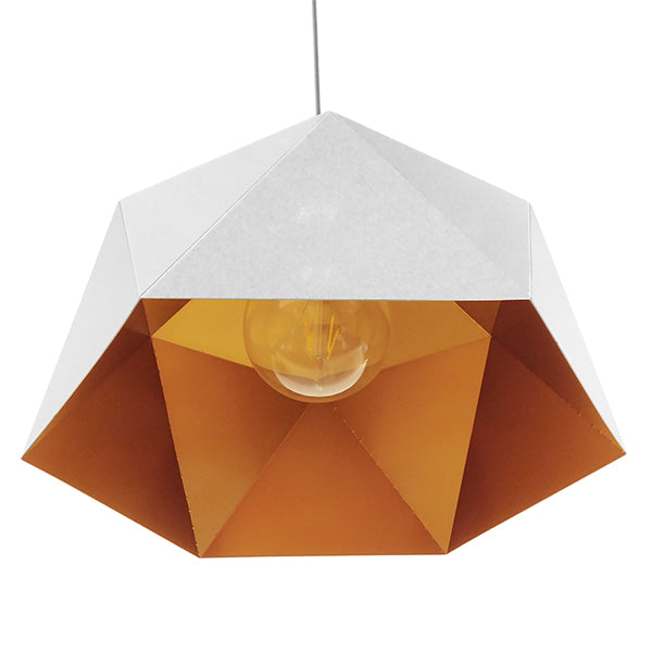 GLOBOSTAR® HEXAGON 01378 Μοντέρνο Κρεμαστό Φωτιστικό Οροφής με Ντουί 1 x E27 AC 220-240V IP20 - Λευκό & Χρυσό - Μ46 x Π46 x Y25cm - ledmania.gr