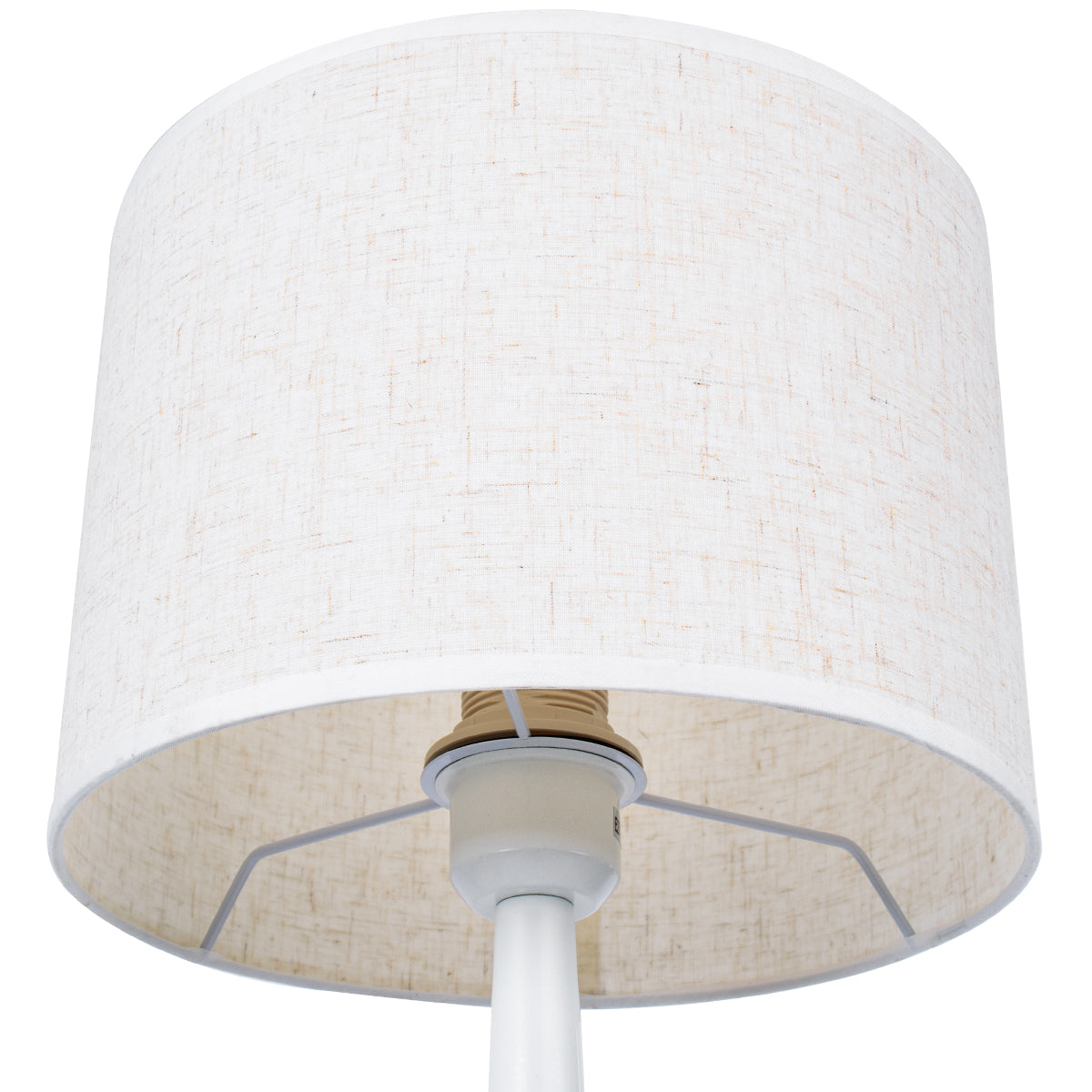 GloboStar® AMBROSIA 01395 Μοντέρνο Επιτραπέζιο Φωτιστικό Πορτατίφ Μονόφωτο 1 x E27 IP20 Λευκό Μέταλλo με Λευκό Ύφασμα - Μ25 x Π25 x Υ46cm - ledmania.gr