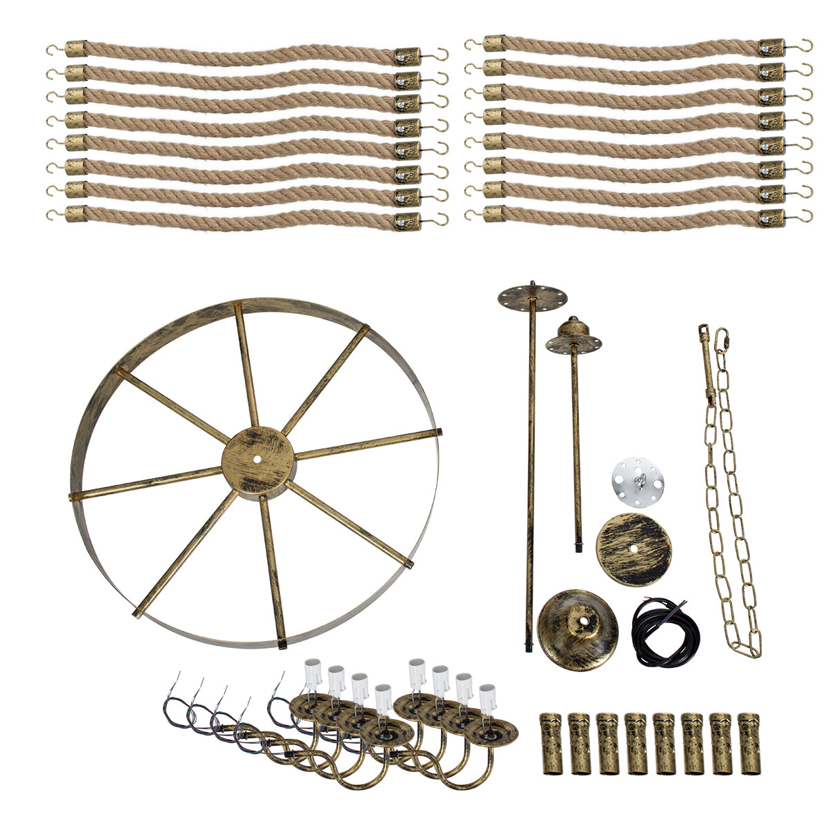 GLOBOSTAR® VICTORIAN 01405 Vintage Κρεμαστό Φωτιστικό Οροφής με Ντουί 8 x E14 AC 220-240V IP20 - Μπρούτζινο Εφέ Σκουριάς & Μπεζ - Μ87 x Π87 x Υ80cm - ledmania.gr