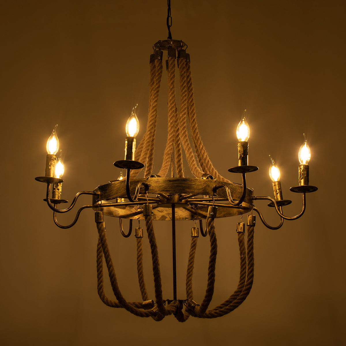 GLOBOSTAR® VICTORIAN 01405 Vintage Κρεμαστό Φωτιστικό Οροφής με Ντουί 8 x E14 AC 220-240V IP20 - Μπρούτζινο Εφέ Σκουριάς & Μπεζ - Μ87 x Π87 x Υ80cm - ledmania.gr