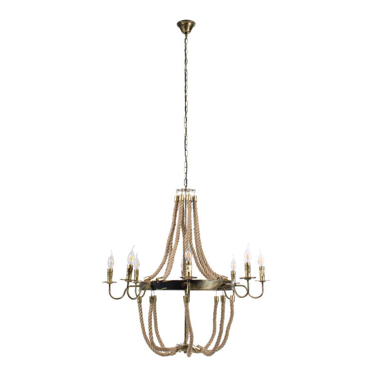 GLOBOSTAR® VICTORIAN 01405 Vintage Κρεμαστό Φωτιστικό Οροφής με Ντουί 8 x E14 AC 220-240V IP20 - Μπρούτζινο Εφέ Σκουριάς & Μπεζ - Μ87 x Π87 x Υ80cm - ledmania.gr