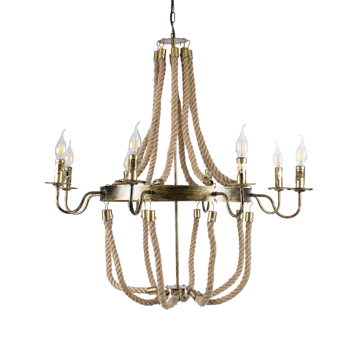 GLOBOSTAR® VICTORIAN 01405 Vintage Κρεμαστό Φωτιστικό Οροφής με Ντουί 8 x E14 AC 220-240V IP20 - Μπρούτζινο Εφέ Σκουριάς & Μπεζ - Μ87 x Π87 x Υ80cm - ledmania.gr