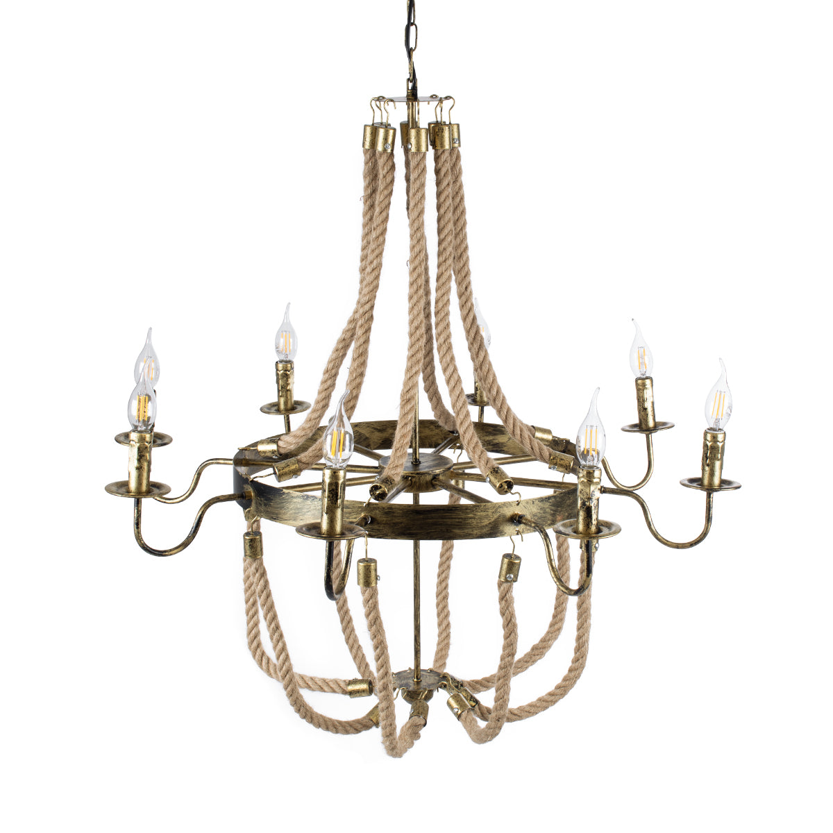 GLOBOSTAR® VICTORIAN 01405 Vintage Κρεμαστό Φωτιστικό Οροφής με Ντουί 8 x E14 AC 220-240V IP20 - Μπρούτζινο Εφέ Σκουριάς & Μπεζ - Μ87 x Π87 x Υ80cm - ledmania.gr