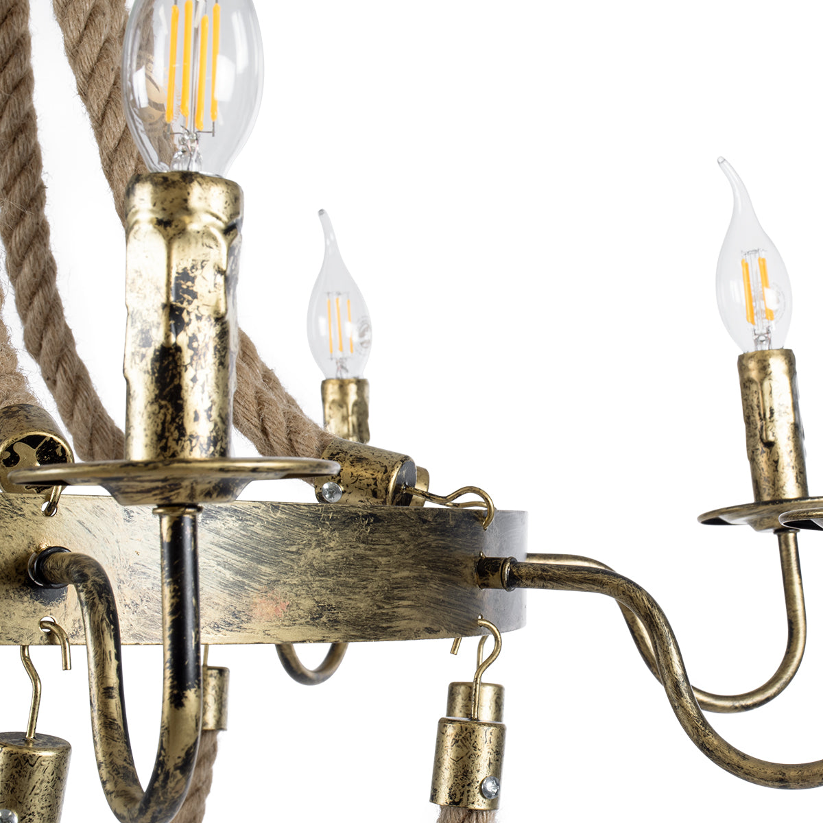 GLOBOSTAR® VICTORIAN 01405 Vintage Κρεμαστό Φωτιστικό Οροφής με Ντουί 8 x E14 AC 220-240V IP20 - Μπρούτζινο Εφέ Σκουριάς & Μπεζ - Μ87 x Π87 x Υ80cm - ledmania.gr