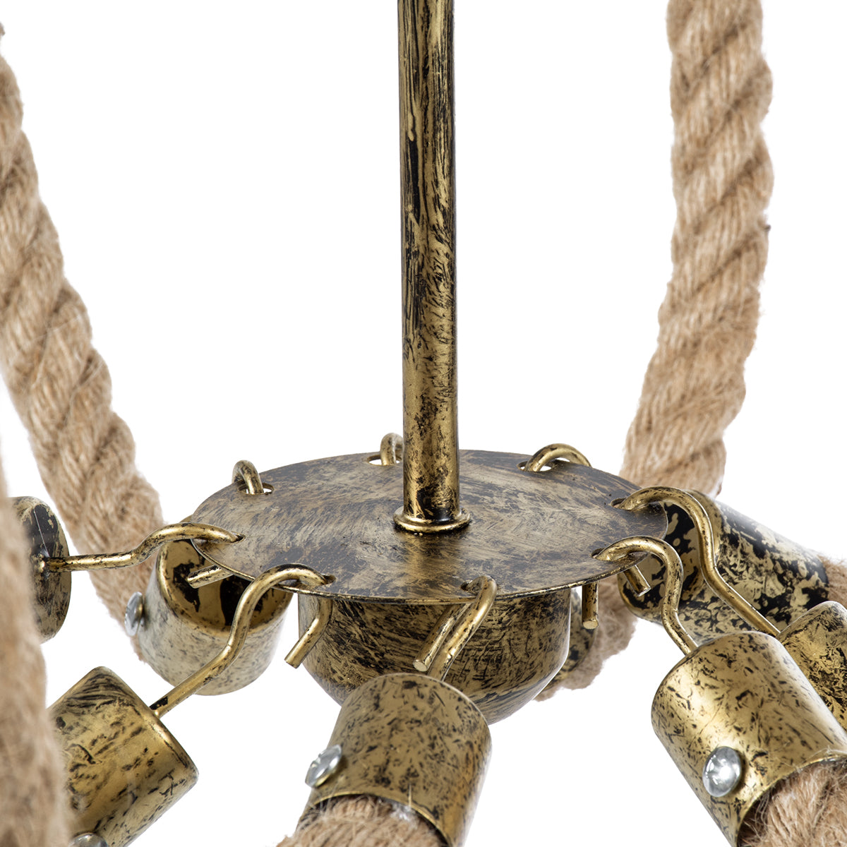 GLOBOSTAR® VICTORIAN 01405 Vintage Κρεμαστό Φωτιστικό Οροφής με Ντουί 8 x E14 AC 220-240V IP20 - Μπρούτζινο Εφέ Σκουριάς & Μπεζ - Μ87 x Π87 x Υ80cm - ledmania.gr