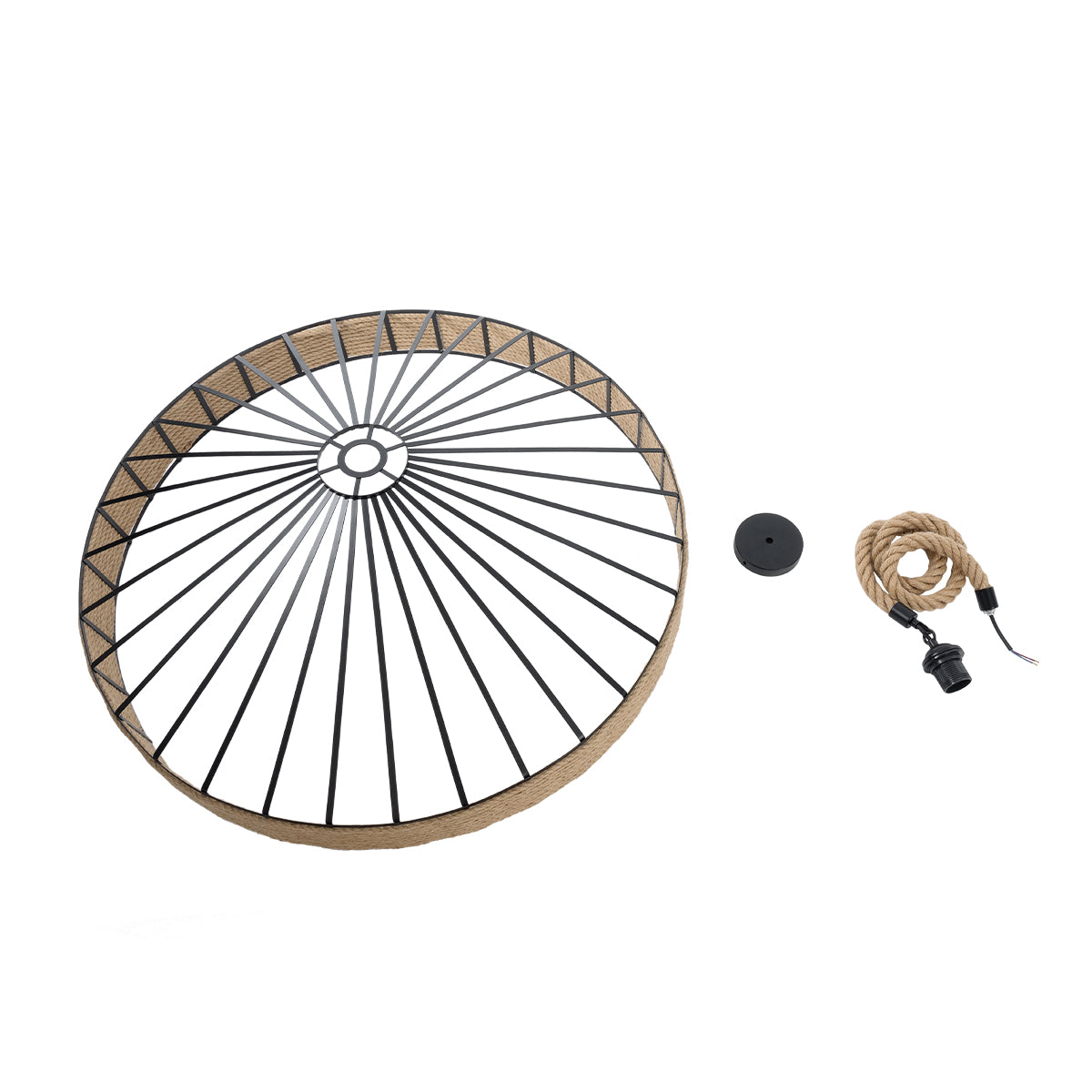 GLOBOSTAR® SAHARA 01416 Boho Κρεμαστό Φωτιστικό Οροφής με Ντουί 1 x E27 AC 220-240V IP20 - Μπεζ & Μαύρο - Μ80 x Π80 x Y25cm - ledmania.gr