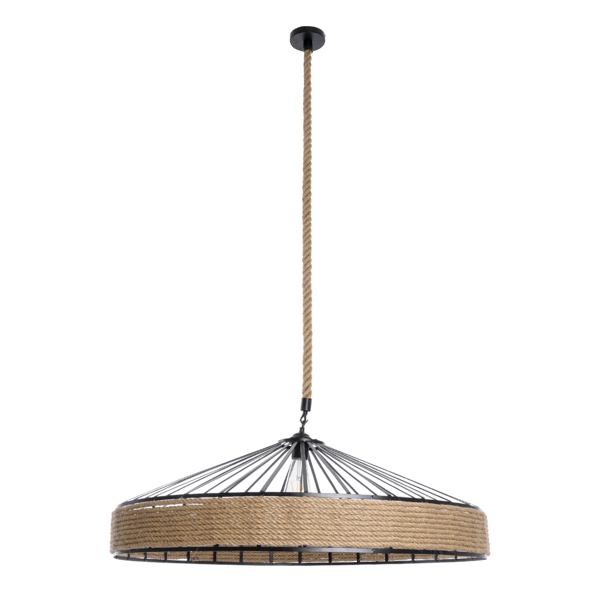 GLOBOSTAR® SAHARA 01416 Boho Κρεμαστό Φωτιστικό Οροφής με Ντουί 1 x E27 AC 220-240V IP20 - Μπεζ & Μαύρο - Μ80 x Π80 x Y25cm - ledmania.gr