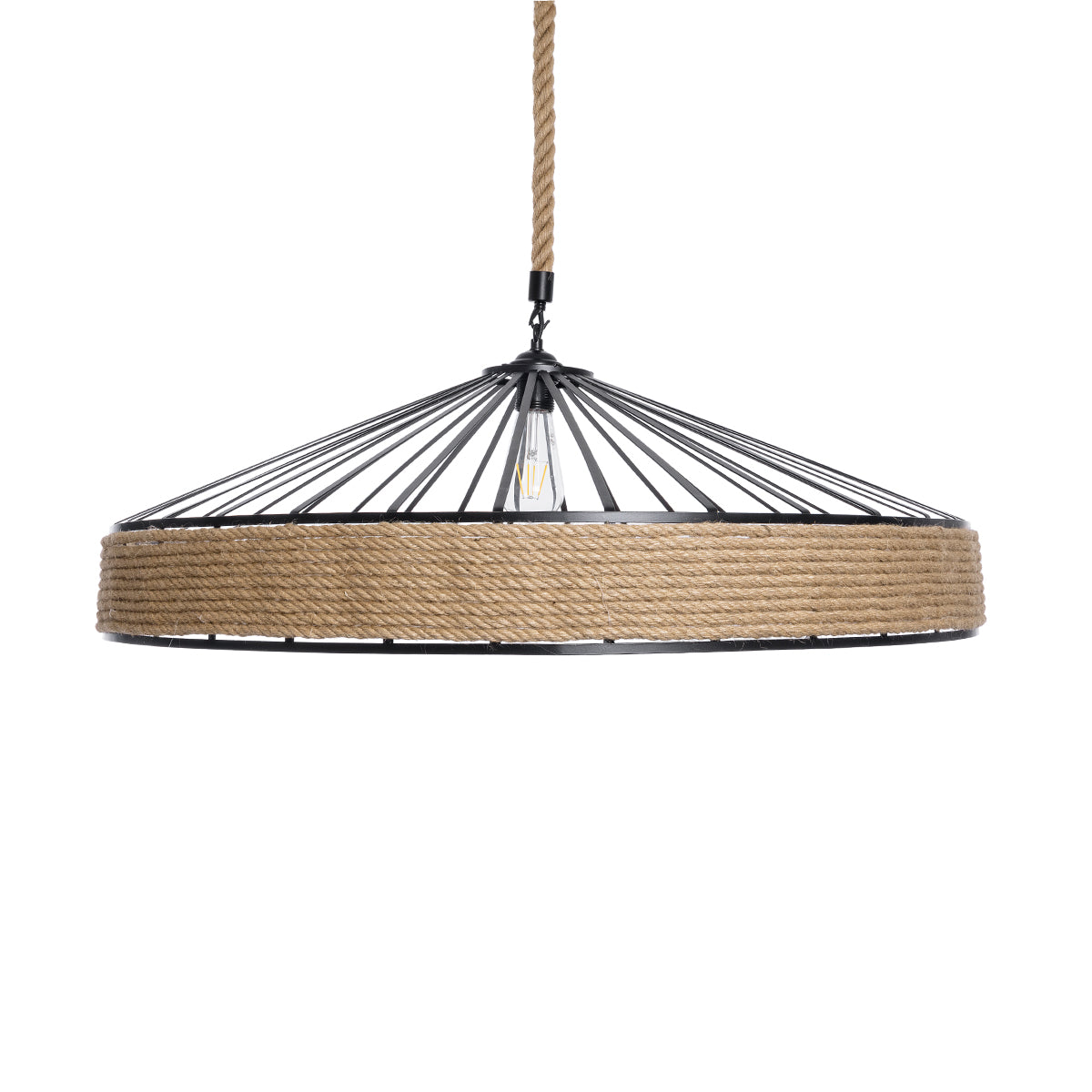 GLOBOSTAR® SAHARA 01416 Boho Κρεμαστό Φωτιστικό Οροφής με Ντουί 1 x E27 AC 220-240V IP20 - Μπεζ & Μαύρο - Μ80 x Π80 x Y25cm - ledmania.gr
