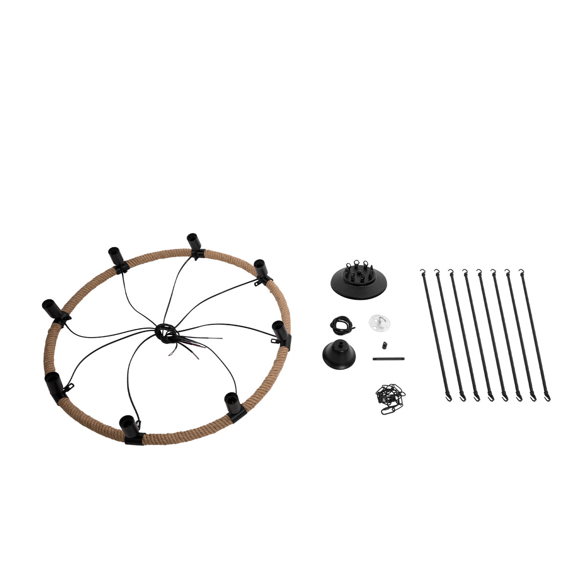 GLOBOSTAR® MILLBANK 01423 Vintage Κρεμαστό Φωτιστικό Οροφής με Ντουί 8 x E27 AC 220-240V IP20 - Μαύρο & Μπεζ - Μ80 x Π80 x Y54cm - ledmania.gr