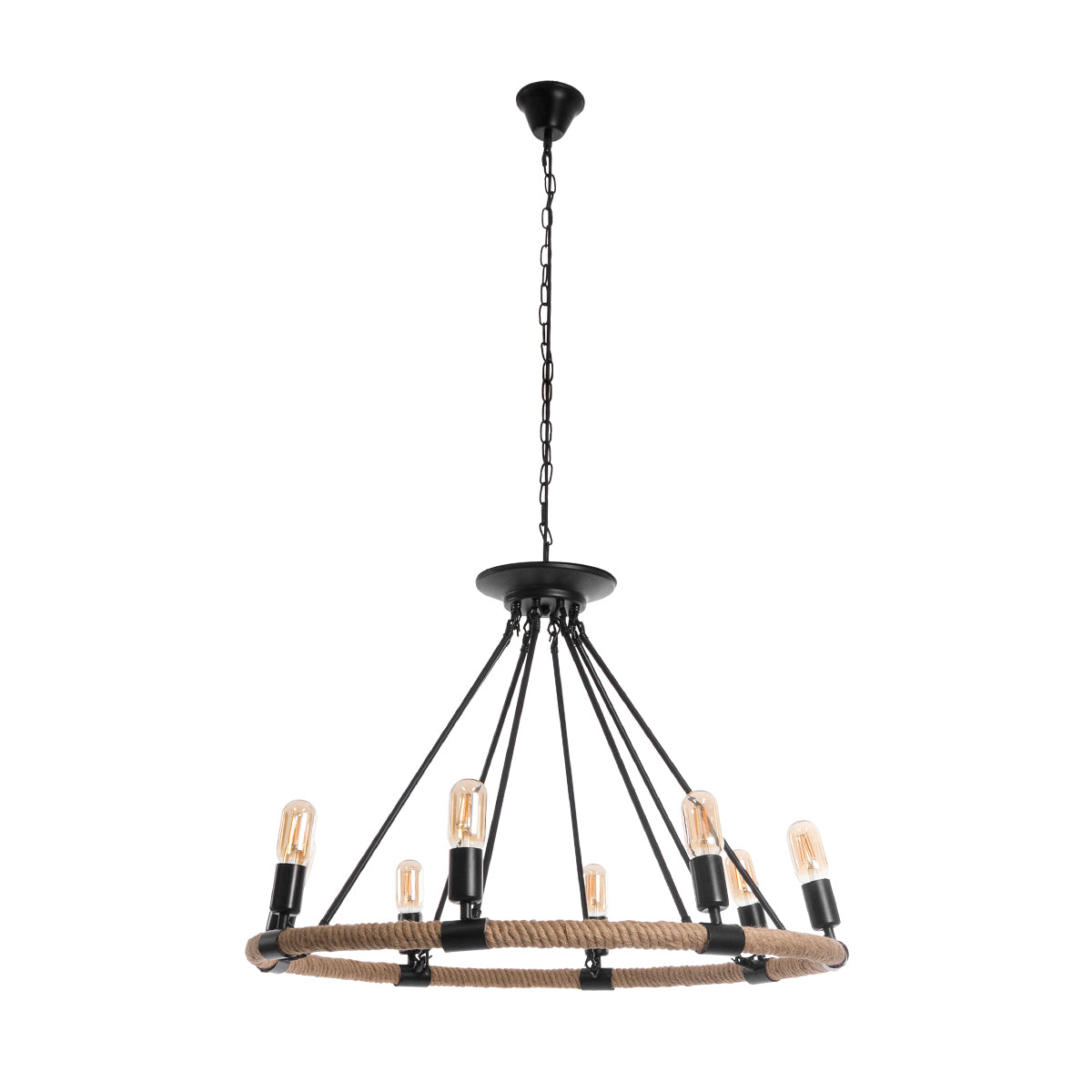 GLOBOSTAR® MILLBANK 01423 Vintage Κρεμαστό Φωτιστικό Οροφής με Ντουί 8 x E27 AC 220-240V IP20 - Μαύρο & Μπεζ - Μ80 x Π80 x Y54cm - ledmania.gr