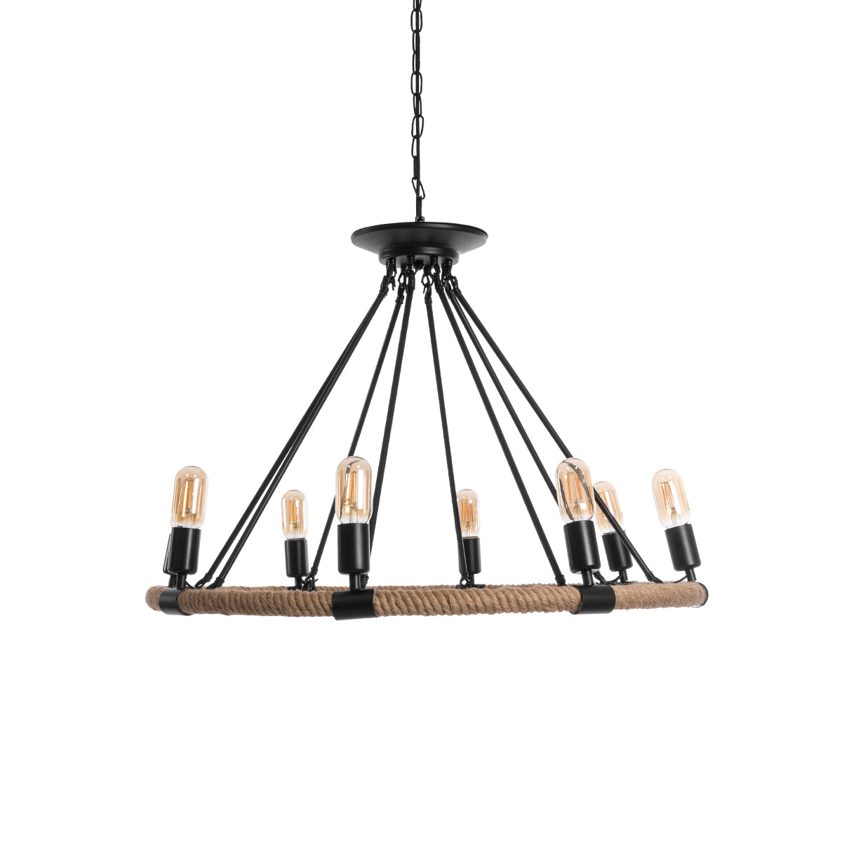 GLOBOSTAR® MILLBANK 01423 Vintage Κρεμαστό Φωτιστικό Οροφής με Ντουί 8 x E27 AC 220-240V IP20 - Μαύρο & Μπεζ - Μ80 x Π80 x Y54cm - ledmania.gr