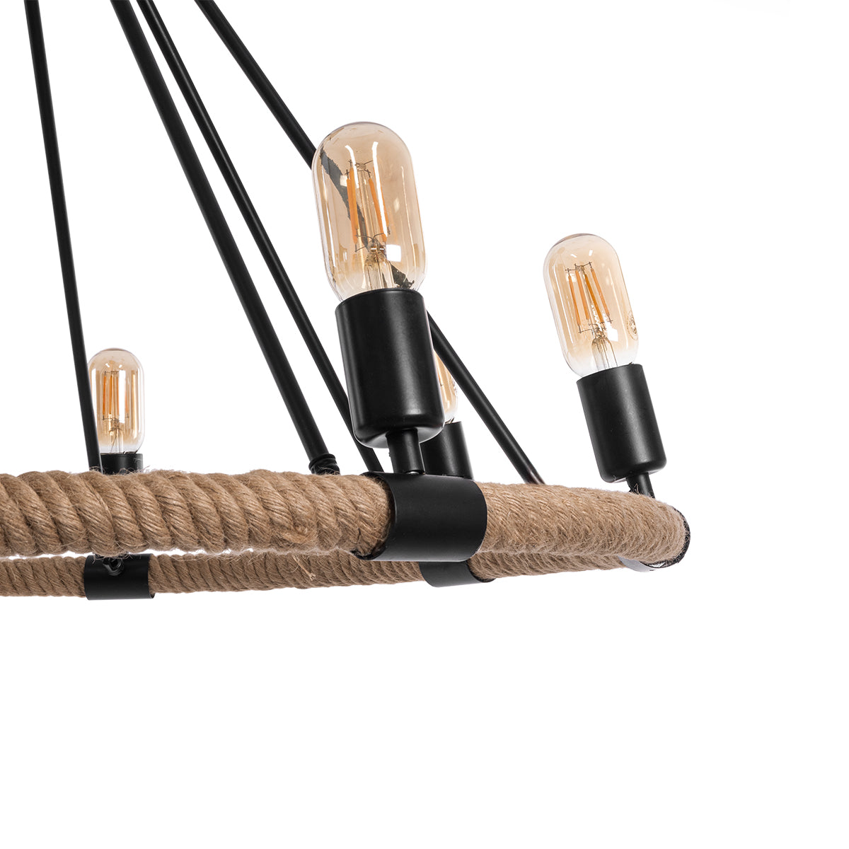 GLOBOSTAR® MILLBANK 01423 Vintage Κρεμαστό Φωτιστικό Οροφής με Ντουί 8 x E27 AC 220-240V IP20 - Μαύρο & Μπεζ - Μ80 x Π80 x Y54cm - ledmania.gr