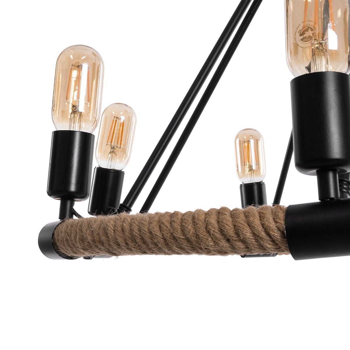 GLOBOSTAR® MILLBANK 01423 Vintage Κρεμαστό Φωτιστικό Οροφής με Ντουί 8 x E27 AC 220-240V IP20 - Μαύρο & Μπεζ - Μ80 x Π80 x Y54cm - ledmania.gr