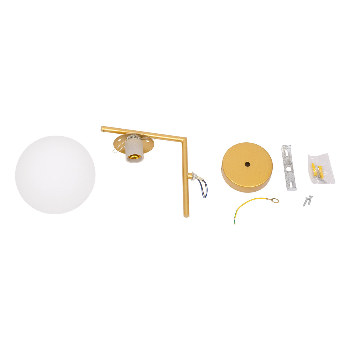 GLOBOSTAR® JADA 01426 Μοντέρνο Φωτιστικό Τοίχου - Απλίκα με Ντουί 1 x E27 AC 220-240V IP20 - Χρυσό & Λευκό - Μ15 x Π21.5 x Υ18cm - ledmania.gr