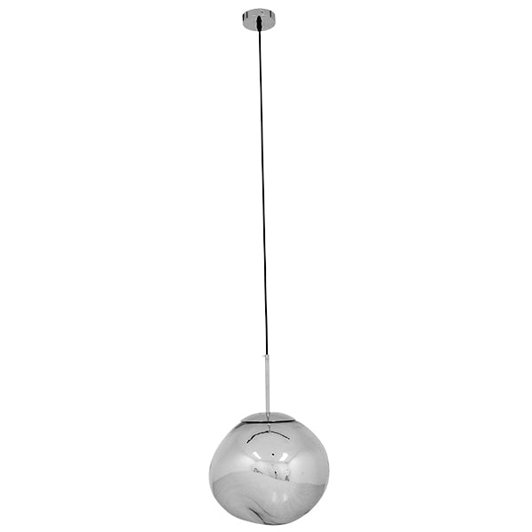 GloboStar® DIXAR 01464 Μοντέρνο Κρεμαστό Φωτιστικό Οροφής Μονόφωτο 1 x E27 Γυάλινο Ασημί Νίκελ Φ36 x Υ45cm - ledmania.gr