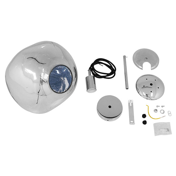 GloboStar® DIXAR 01464 Μοντέρνο Κρεμαστό Φωτιστικό Οροφής Μονόφωτο 1 x E27 Γυάλινο Ασημί Νίκελ Φ36 x Υ45cm - ledmania.gr