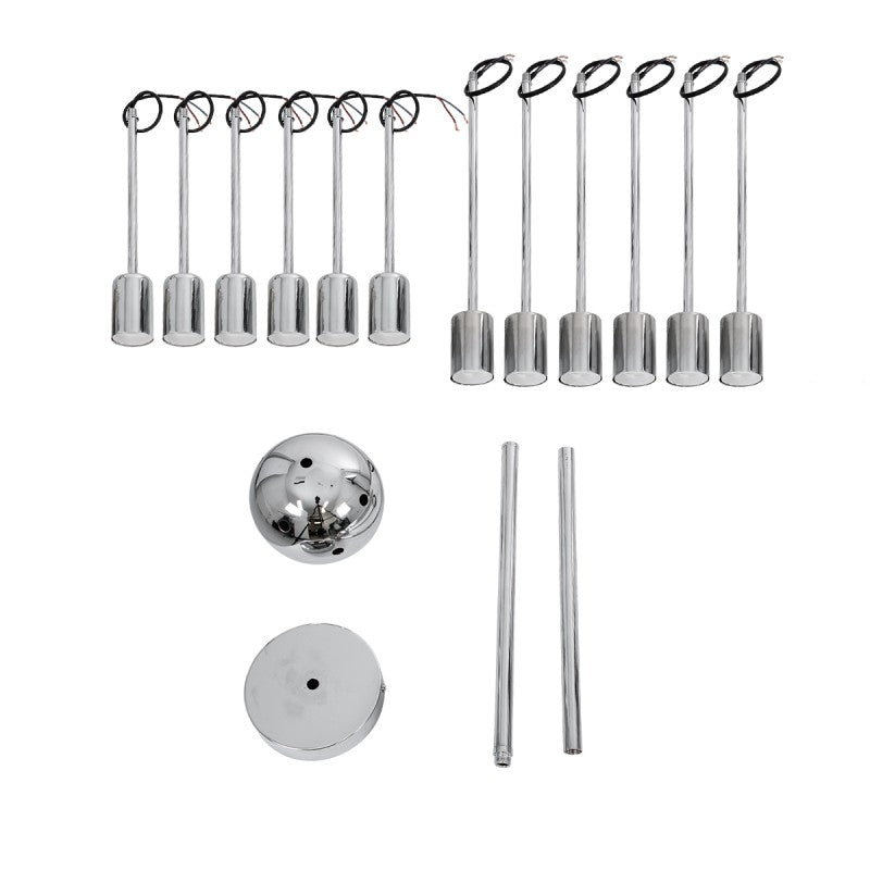 GloboStar® MILANO 01487 Μοντέρνο Φωτιστικό Οροφής Πλέγμα Πολύφωτο 12 x E27 IP20 Ασημί Μέταλλο - Μ80 x Π80 x Υ80cm - ledmania.gr