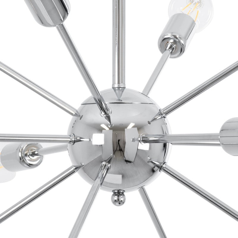 GloboStar® MILANO 01487 Μοντέρνο Φωτιστικό Οροφής Πλέγμα Πολύφωτο 12 x E27 IP20 Ασημί Μέταλλο - Μ80 x Π80 x Υ80cm - ledmania.gr