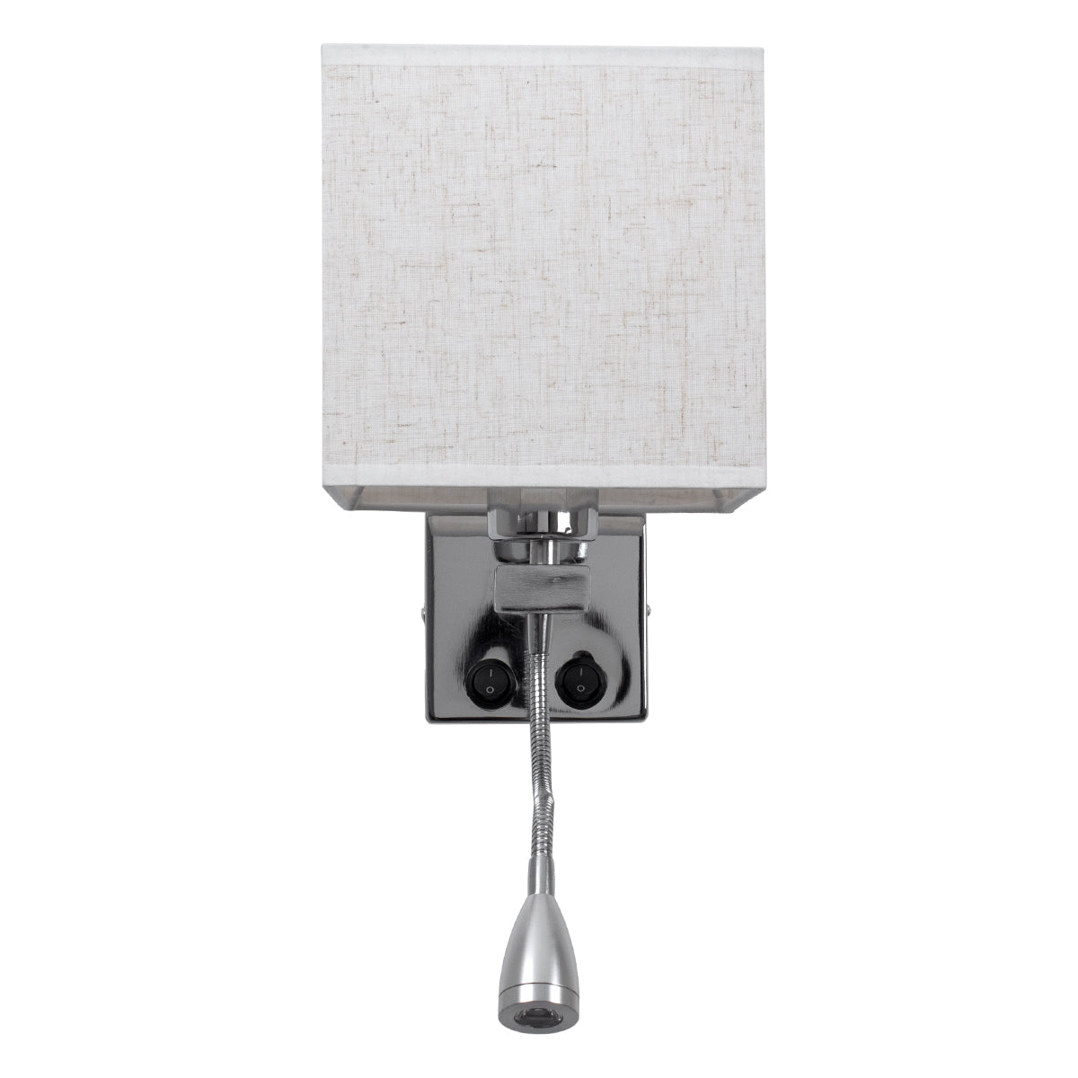 GloboStar® ELEGANT 01495 Μοντέρνο Επιτοίχιο Φωτιστικό Απλίκα με LED Βραχίονα Δίφωτο 1 x E27 IP20 Λευκό Ύφασμα με Ασημί Μέταλλο - Μ17 x Π21 x Υ43cm - ledmania.gr