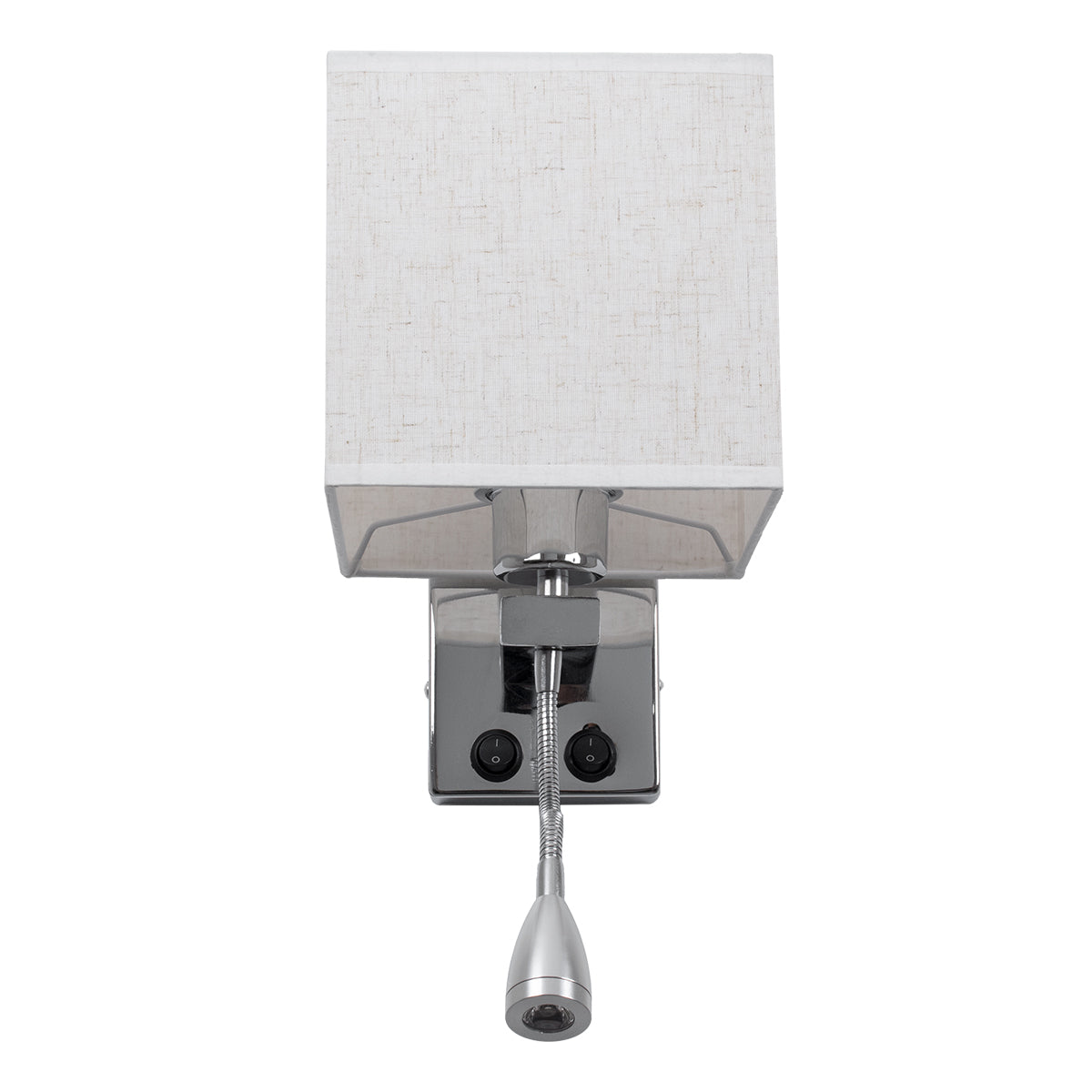 GloboStar® ELEGANT 01495 Μοντέρνο Επιτοίχιο Φωτιστικό Απλίκα με LED Βραχίονα Δίφωτο 1 x E27 IP20 Λευκό Ύφασμα με Ασημί Μέταλλο - Μ17 x Π21 x Υ43cm - ledmania.gr