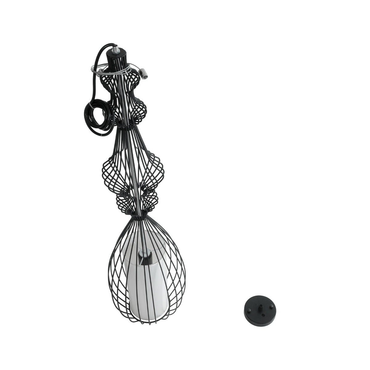 GLOBOSTAR® LILY 01561 Vintage Κρεμαστό Φωτιστικό Οροφής με Ντουί 1 x E27 AC 220-240V IP20 - Μαύρο & Λευκό - Μ90 x Π90 x Υ20cm - ledmania.gr