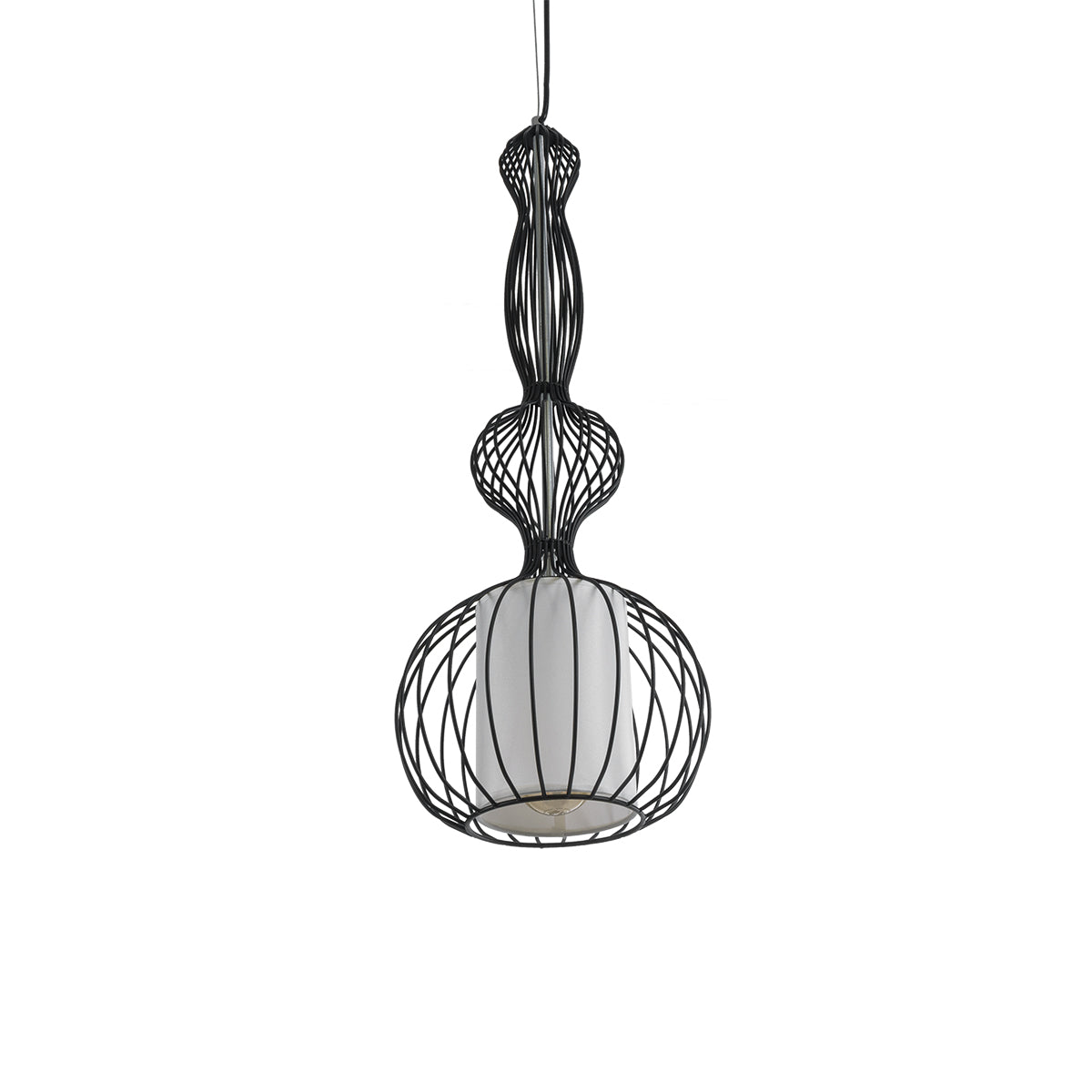 GLOBOSTAR® LILY 01560 Vintage Κρεμαστό Φωτιστικό Οροφής με Ντουί 1 x E27 AC 220-240V IP20 - Μαύρο & Λευκό - Μ25 x Π25 x Υ67cm - ledmania.gr