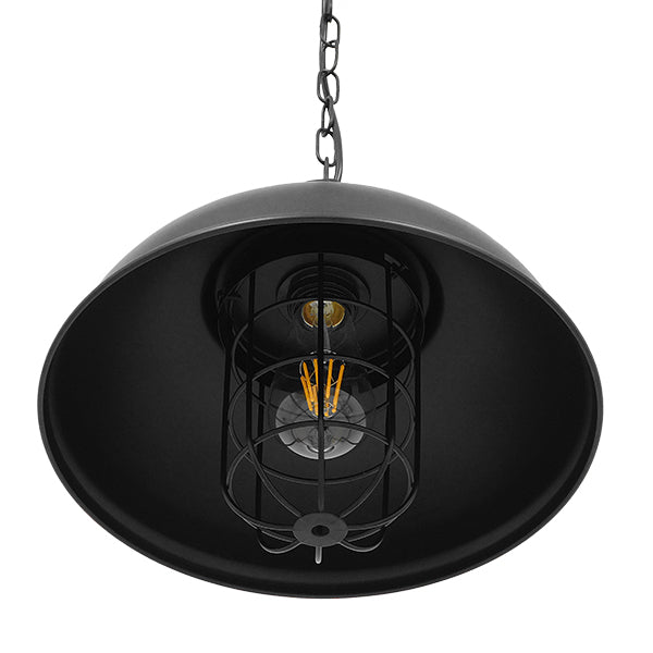 GloboStar® HARROW 01571 Vintage Κρεμαστό Φωτιστικό Καμπάνα Μονόφωτο 1 x E27 IP20 Μαύρο Μέταλλο Μ33 x Π33 x Υ32cm - ledmania.gr