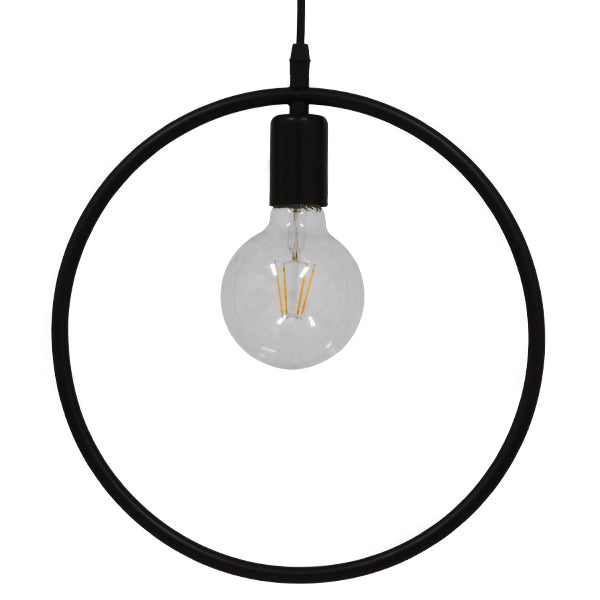 GLOBOSTAR® OMICRON 01578 Μοντέρνο Κρεμαστό Φωτιστικό Οροφής με Ντουί 1 x E27 AC 220-240V IP20 - Μαύρο - Μ33 x Π4 x Υ33cm - ledmania.gr