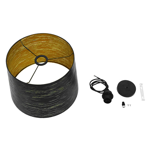 GloboStar® ACCADEMIA 01584 Μοντέρνο Industrial Κρεμαστό Φωτιστικό Οροφής Μονόφωτο 1 x E27 Μεταλλικό Μαύρο - Χρυσό Καμπάνα Φ35 x Υ25cm - ledmania.gr