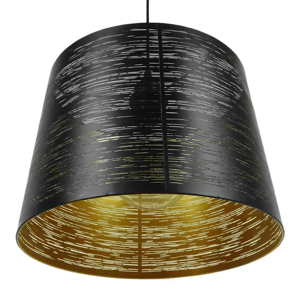 GloboStar® ACCADEMIA 01584 Μοντέρνο Industrial Κρεμαστό Φωτιστικό Οροφής Μονόφωτο 1 x E27 Μεταλλικό Μαύρο - Χρυσό Καμπάνα Φ35 x Υ25cm - ledmania.gr
