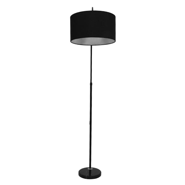 GloboStar® IMPERIAL 01587 Μοντέρνο Επιδαπέδιο Φωτιστικό Μονόφωτο 1 x E27 IP20 Μαύρο Μέταλλο, Μαύρο Ύφασμα με Μαύρο Μάρμαρο - Μ38 x Π38 x Υ172cm - ledmania.gr