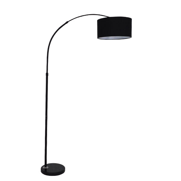 GloboStar® IMPERIAL 01587 Μοντέρνο Επιδαπέδιο Φωτιστικό Μονόφωτο 1 x E27 IP20 Μαύρο Μέταλλο, Μαύρο Ύφασμα με Μαύρο Μάρμαρο - Μ38 x Π38 x Υ172cm - ledmania.gr