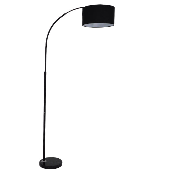 GloboStar® IMPERIAL 01587 Μοντέρνο Επιδαπέδιο Φωτιστικό Μονόφωτο 1 x E27 IP20 Μαύρο Μέταλλο, Μαύρο Ύφασμα με Μαύρο Μάρμαρο - Μ38 x Π38 x Υ172cm - ledmania.gr