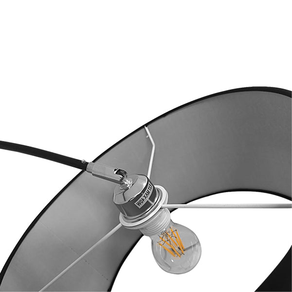 GloboStar® IMPERIAL 01587 Μοντέρνο Επιδαπέδιο Φωτιστικό Μονόφωτο 1 x E27 IP20 Μαύρο Μέταλλο, Μαύρο Ύφασμα με Μαύρο Μάρμαρο - Μ38 x Π38 x Υ172cm - ledmania.gr