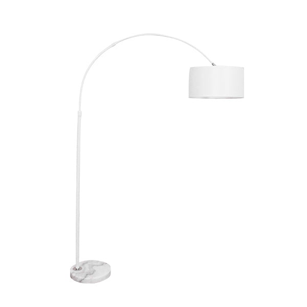 GloboStar® IMPERIAL 01588 Μοντέρνο Επιδαπέδιο Φωτιστικό Μονόφωτο 1 x E27 IP20 Λευκό Μέταλλο, Λευκό Ύφασμα με Γκρι Μάρμαρο - Μ34 x Π34 x Υ172cm - ledmania.gr