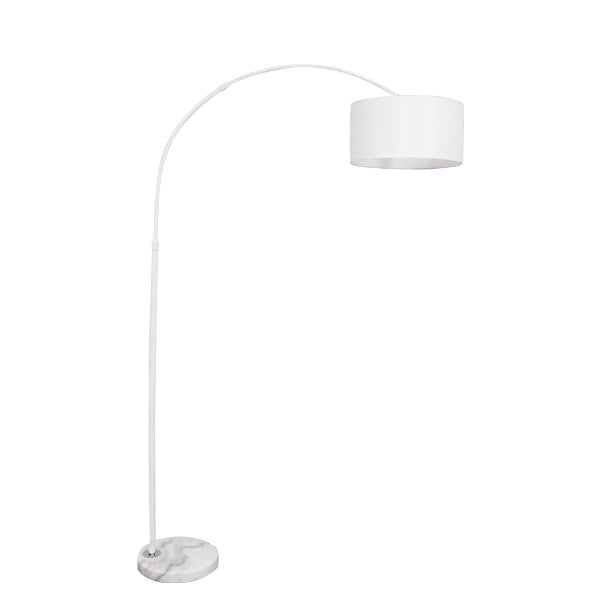 GloboStar® IMPERIAL 01588 Μοντέρνο Επιδαπέδιο Φωτιστικό Μονόφωτο 1 x E27 IP20 Λευκό Μέταλλο, Λευκό Ύφασμα με Γκρι Μάρμαρο - Μ34 x Π34 x Υ172cm - ledmania.gr