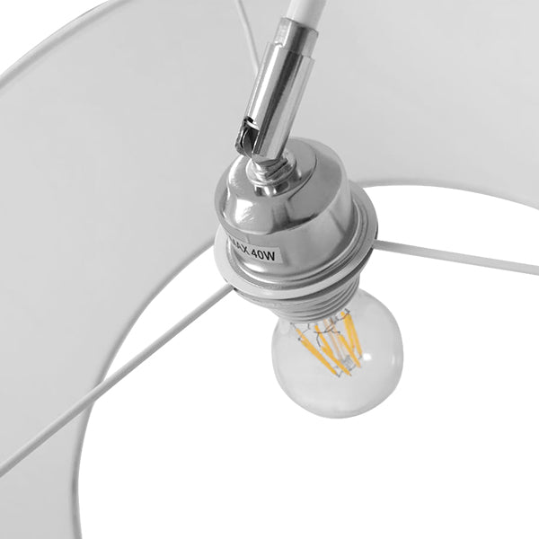 GloboStar® IMPERIAL 01588 Μοντέρνο Επιδαπέδιο Φωτιστικό Μονόφωτο 1 x E27 IP20 Λευκό Μέταλλο, Λευκό Ύφασμα με Γκρι Μάρμαρο - Μ34 x Π34 x Υ172cm - ledmania.gr