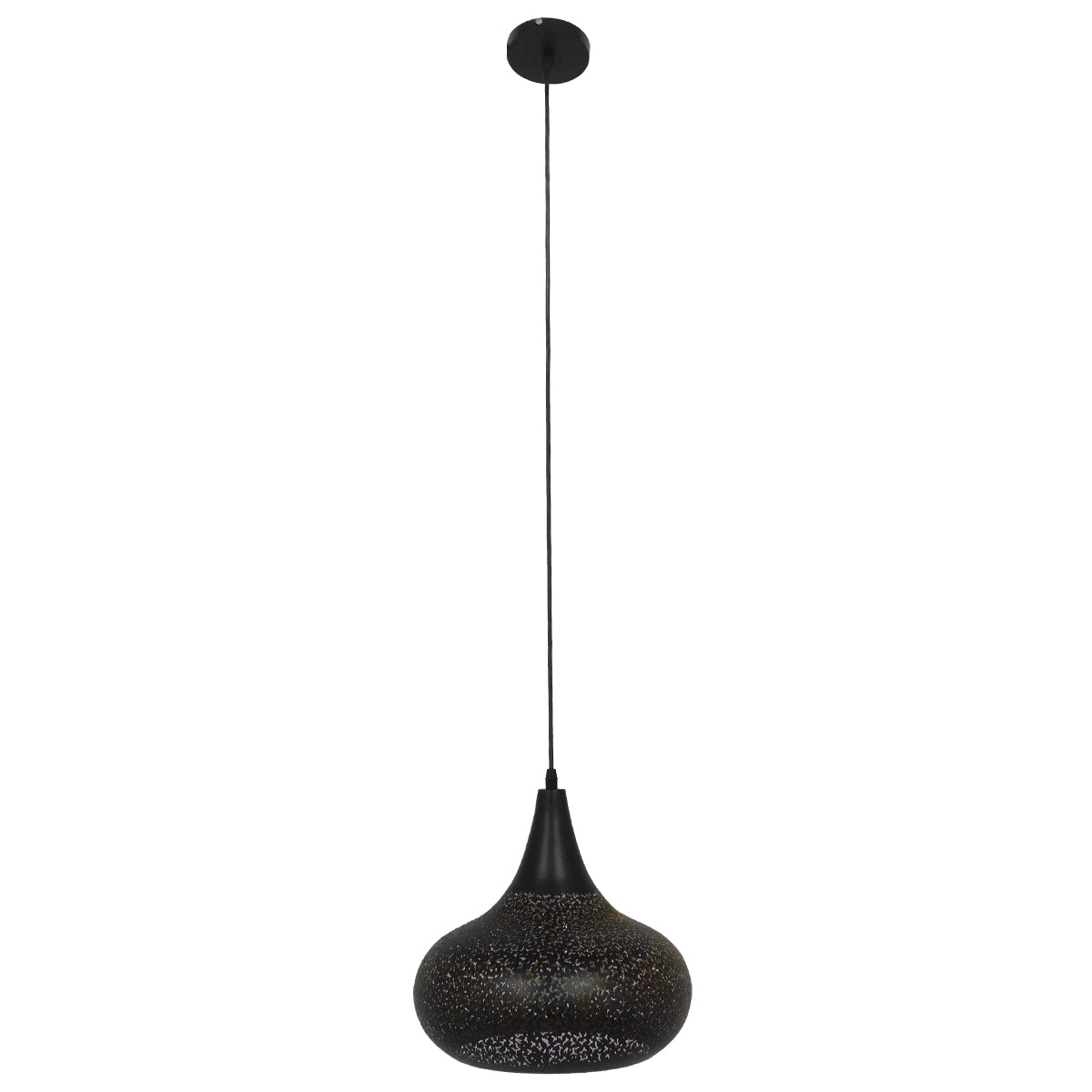 GloboStar® JANIS 01590 Μοντέρνο Κρεμαστό Φωτιστικό Καμπάνα Μονόφωτο 1 x E27 IP20 Μαύρο & Χρυσό Μέταλλο - Μ30 x Π30 x Υ30cm - ledmania.gr
