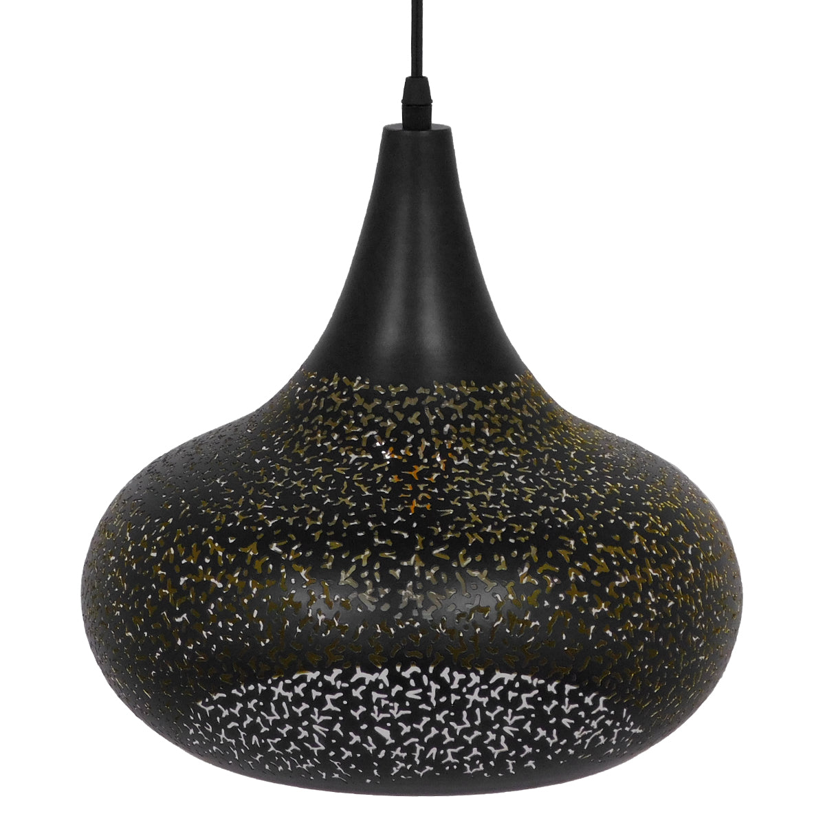 GloboStar® JANIS 01590 Μοντέρνο Κρεμαστό Φωτιστικό Καμπάνα Μονόφωτο 1 x E27 IP20 Μαύρο & Χρυσό Μέταλλο - Μ30 x Π30 x Υ30cm - ledmania.gr